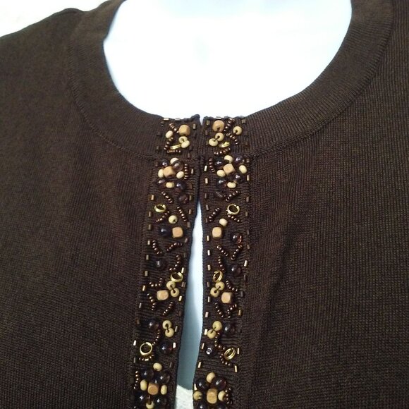 Vintage Y2K Jones New York Open-Front Cardigan Fine Knit Sweater -S(4) Beaded - Picture 4 of 10